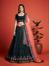 Anmol Bottle Green Heavy Georgette Embroidery with Sequins Work Lehenga